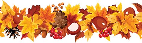 Horizontal Seamless Garland With Colorful Autumn Leaves Vector ...