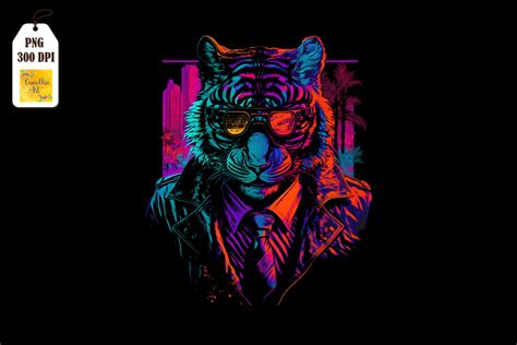 Synthwave Retro Gangster Tiger 5 By Mulew Art | TheHungryJPEG