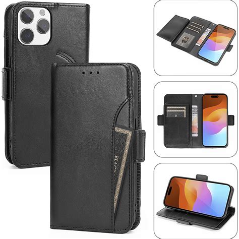 SaharaCase Genuine Leather Folio Wallet Case for Apple iPhone 15 Pro Black CP00467 - Best Buy