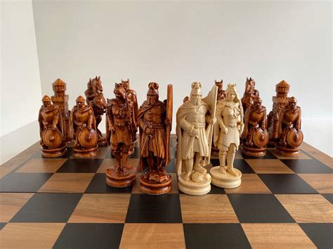 Medieval Wooden Chess Pieces Original Chess Pieces Wood - Etsy