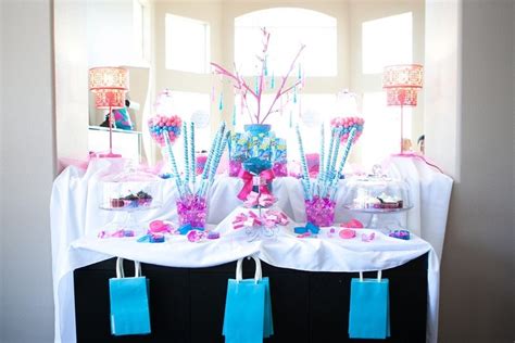 A Pink and Sky-Blue Candy Bar Shower | Blue candy bars, Blue candy, Fuschia wedding