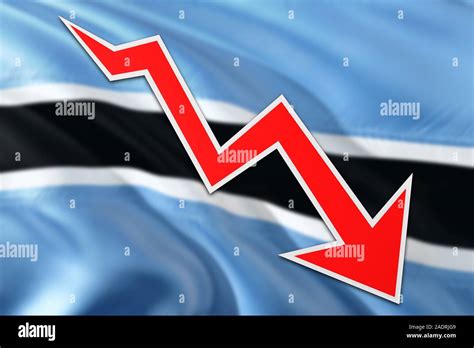 Botswana economy graph is indicating negative growth, red arrow going down with trend line ...