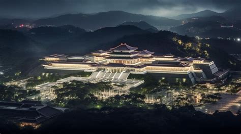 Premium AI Image | Night view of The National Palace Museum