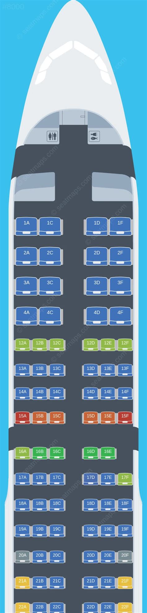 Seat map of Air Canada Airbus A321 aircraft