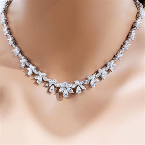 30.56 Carat Fancy Cut Diamond Necklace in White Gold For Sale at 1stdibs