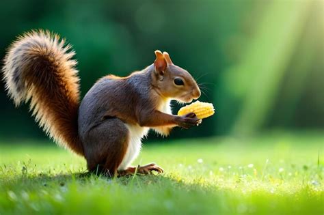 Premium Photo | A squirrel is eating corn