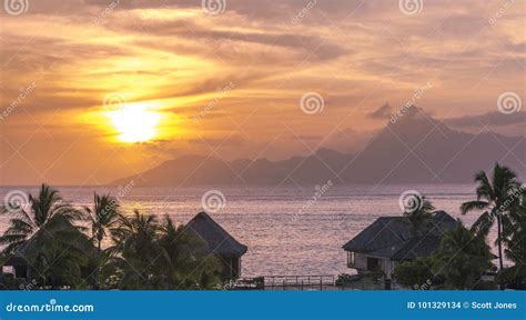 Tahiti Sunset stock photo. Image of french, landscape - 101329134