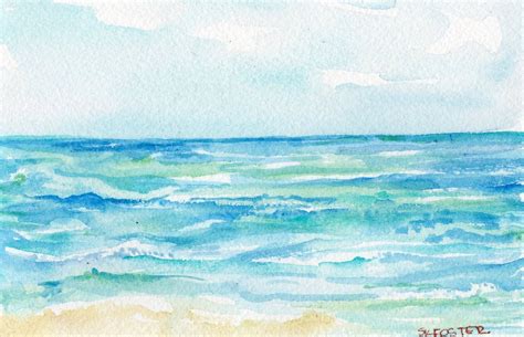 Ocean waves watercolor Original 4 by 6 inches Seascape