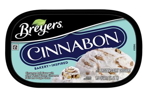 New Breyers Cinnabon Ice Cream Is Mixed With Cinnamon Swirls And Dough Pieces