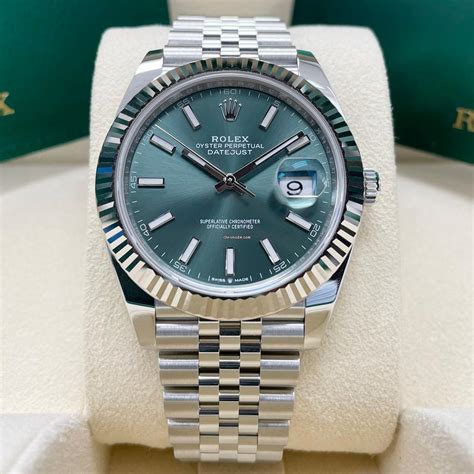 Rolex 2022 Datejust 41mm Fluted Bezel 126334 Mint Green Dial Jubilee ...