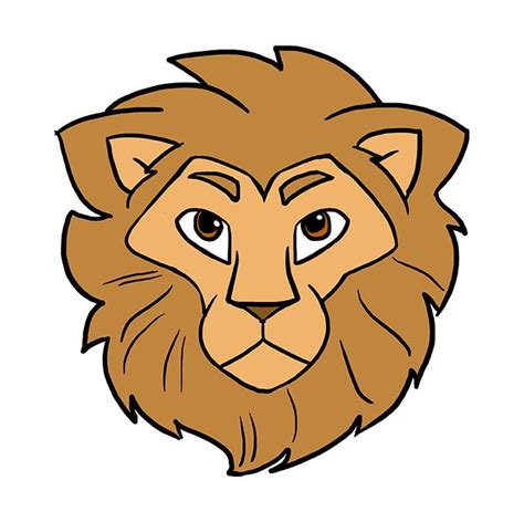 How to Draw a Lion Head - Really Easy Drawing Tutorial | Lion face ...