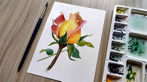 Realistic Rose in Watercolor Painting Tutorial | beginners watercolor ...