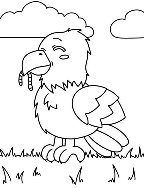 Nice Bird Eating Worm coloring page - Download, Print or Color Online for Free