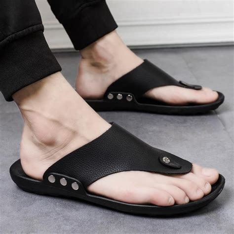 Leather flip flop manufacturers, custom leather flip flop from China, women and men PU slipper