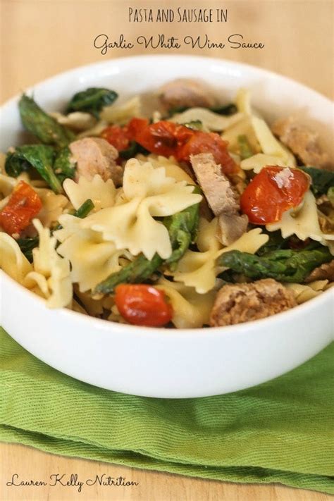 Pasta and Sausage in Garlic White Wine Sauce