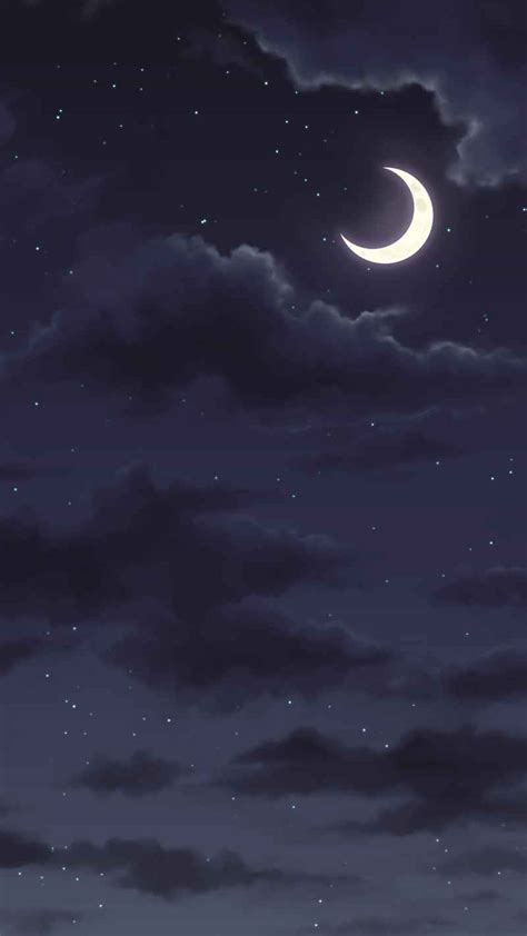 Good night, anime, anime sky, clouds, cloudy, dark, dark sky, moonlight, night sky, HD phone ...