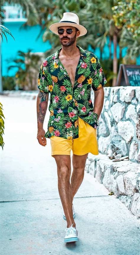 JUNGE Beach Outfits For Men Piece Sets Summer Short Sleeve Button Down Shirts And Shorts Sets ...