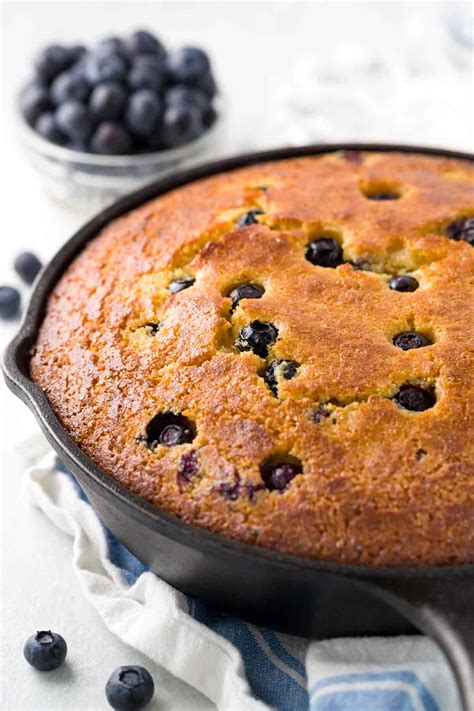 Cast Iron Skillet Cornbread with Blueberries | Jessica Gavin