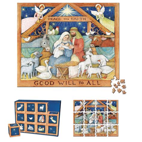 Nativity Scene Advent-Style 12 Mini Puzzles | Collections Etc.