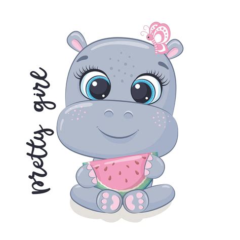 Cute baby hippo 1213383 Vector Art at Vecteezy