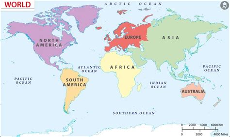 World Continents Map | 7 Continents of the World