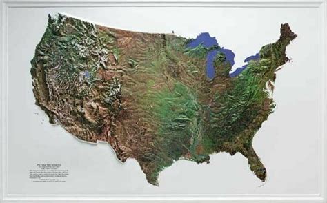 Contiguous U.S. Large Extreme Raised Relief Map - Flexible Vinyl Relief ...