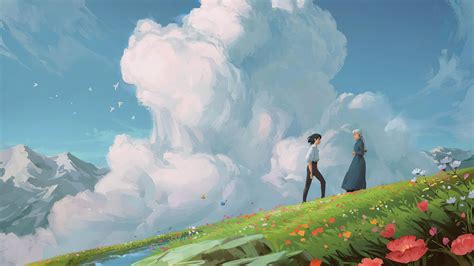 Howl's Moving Castle Studio Ghibli fantasy art #clouds #daylight #couple digital… | Howls moving ...