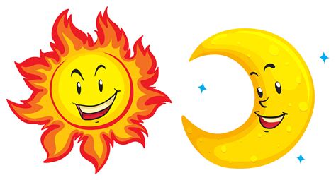 Sun and moon with happy face 447139 Vector Art at Vecteezy