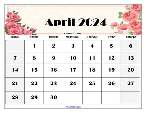 Blank 2024 Calendar April Printable - Free 2024 Calendar