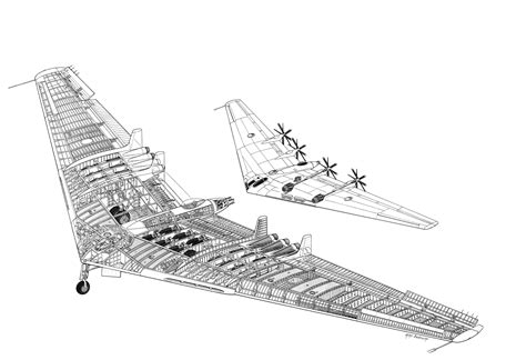 Northrop YB-49 Cutaway Drawing in High quality