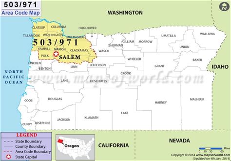 971 Area Code Map, Where is 971 Area Code in Oregon