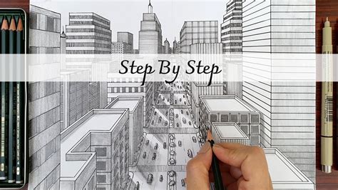 One Point Perspective Cityscape Drawing - Image to u