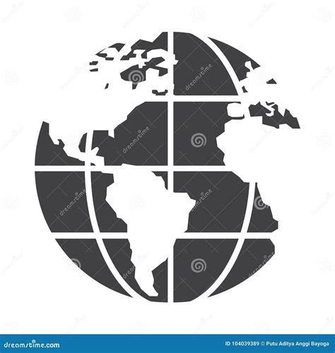 Flat black globe icon stock vector. Illustration of earth - 104039389