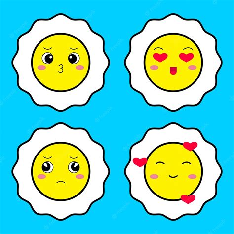 Premium Vector | Vector cute animated egg sticker set