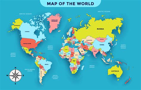 World Map with Country Names 20833849 Vector Art at Vecteezy