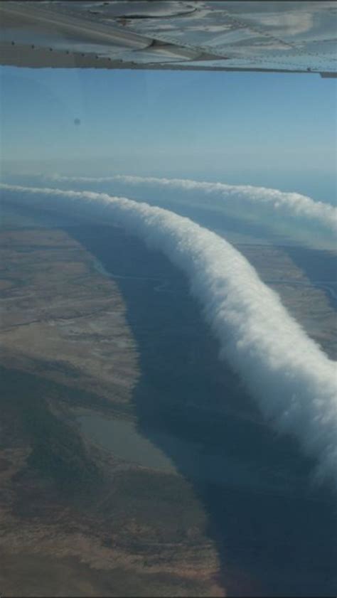 Cloud formation (photo taken from a plane), shows a great view of "MORNING GLORY ROLL CLOUDS" in ...