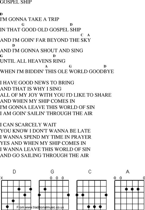 Christian Gospel Worship Song Lyrics with Chords - Gospel Ship