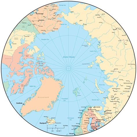 Polar World Map - Time Zones Map