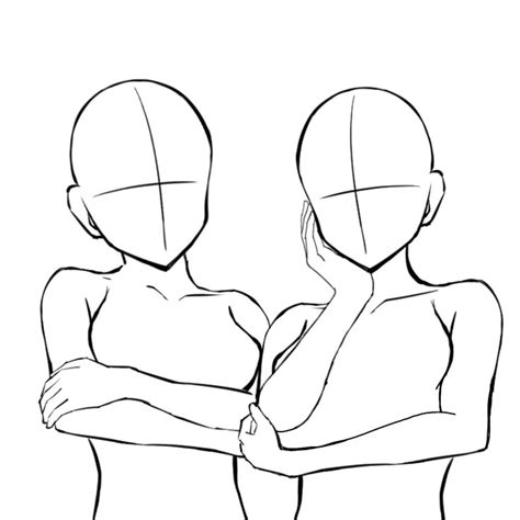 Drawing Base: Two People Standing with Arms Crossed