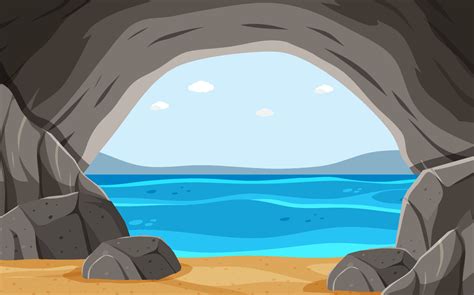 Sea cave background in cartoon style 6769520 Vector Art at Vecteezy