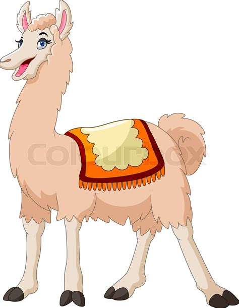 A Cute cartoon llama happy | Stock vector | Colourbox