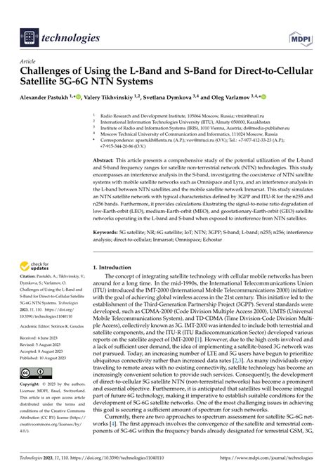 (PDF) Challenges of Using the L-Band and S-Band for Direct-to-Cellular Satellite 5G-6G NTN Systems