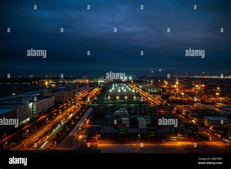 Night view of Odaiba, Tokyo Container Terminal Stock Photo - Alamy