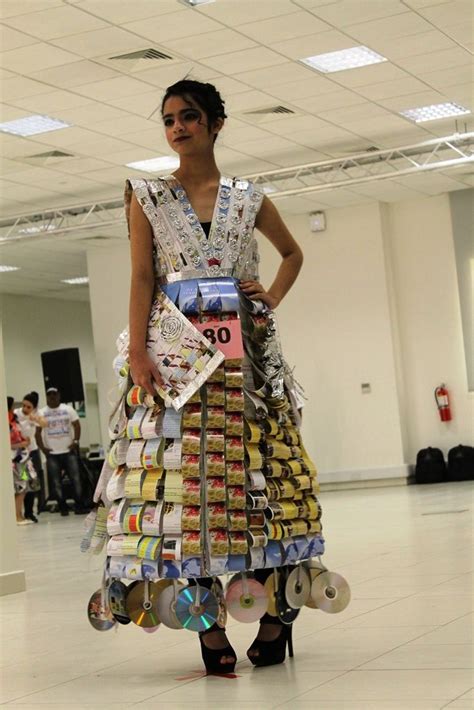 Dress made from discarded materials for Qatar's Eco-Fashion Show on ...