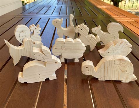 Wooden Animal Figures Toy Set my Favorite Animals-3. 9 Wooden Toys ...