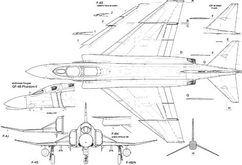 McDonnell Douglas F-4 Phantom II Blueprint - Download free blueprint for 3D modeling