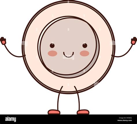 kawaii cartoon dish in top view in colorful silhouette Stock Vector ...