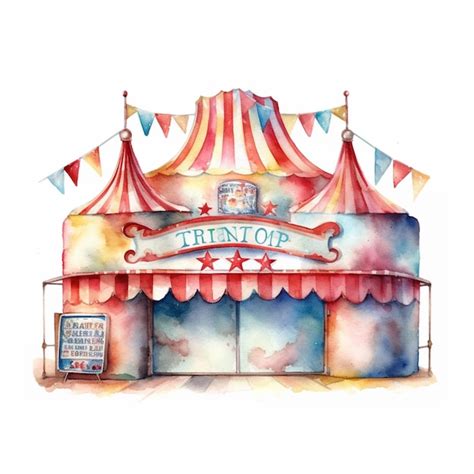 Premium AI Image | There is a watercolor drawing of a carnival tent ...