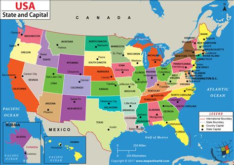 US States and Capitals Map | States and capitals, United states map, United states capitals