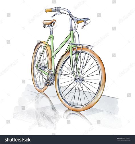 Watercolor Illustration Isolated Vintage Bicycle Reflection Stock ...